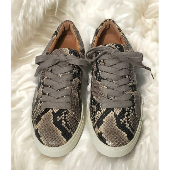 Frye Snakeskin Leather Sneaker Shoes Gym Italian Ivy Lace Black Gray Reptile 7 - Picture 1 of 16